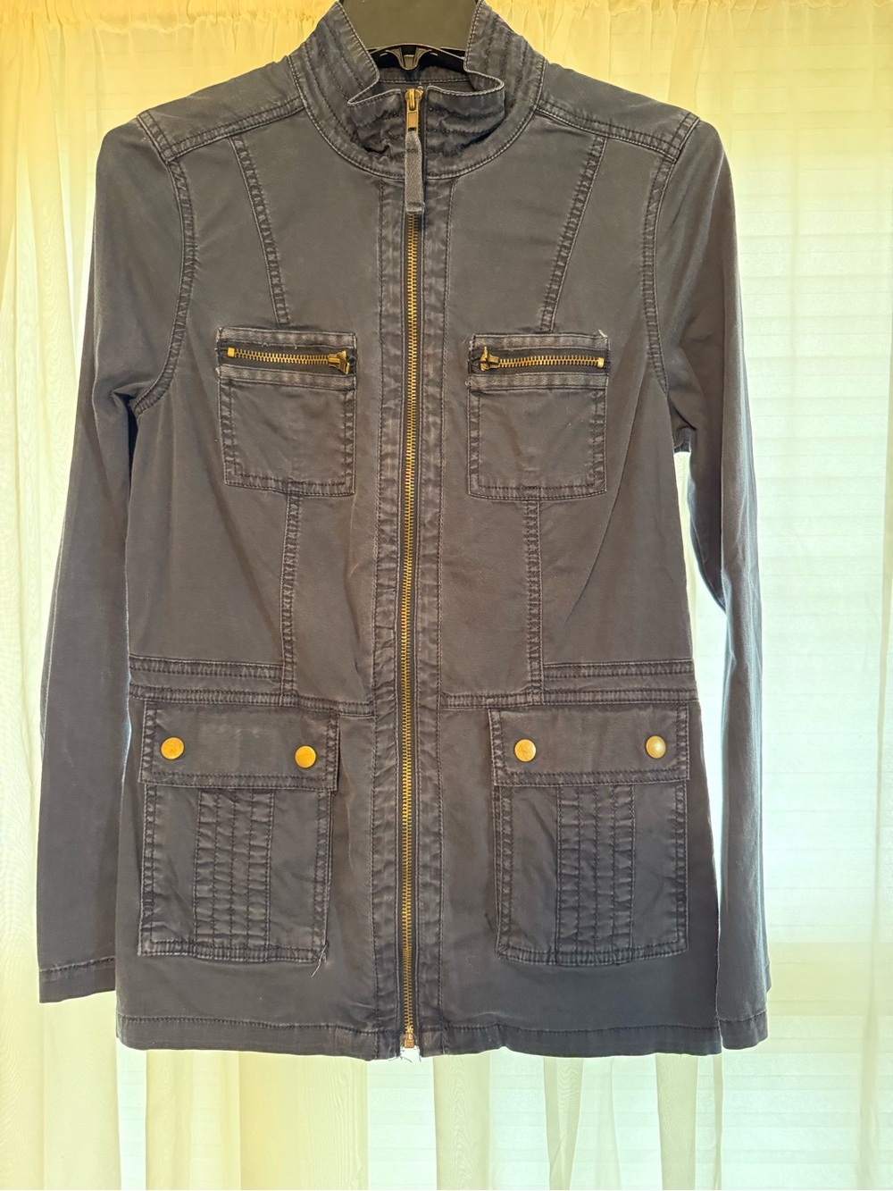 Womens Sonoma Navy Utility Zip-Front Jacket